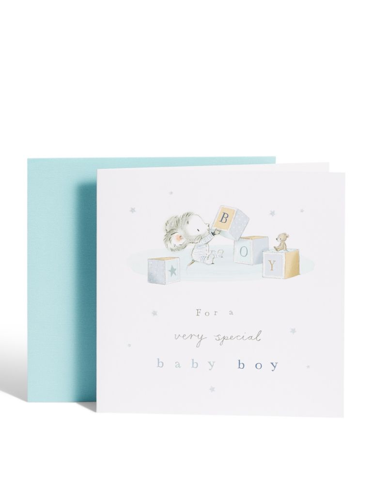 Illustrated Mouse New Baby Boy Card 1 of 3