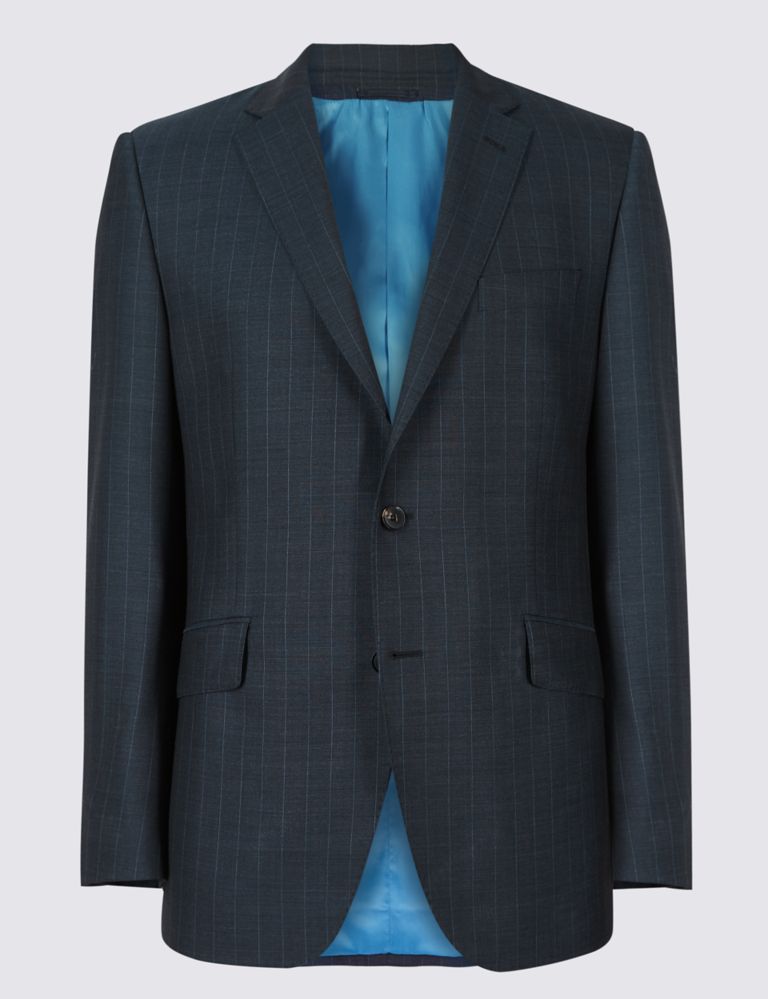 Indigo Striped Tailored Fit Wool Jacket 2 of 8