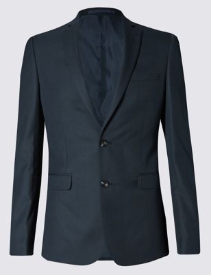 Indigo Textured Modern Slim Fit Jacket Image 2 of 6