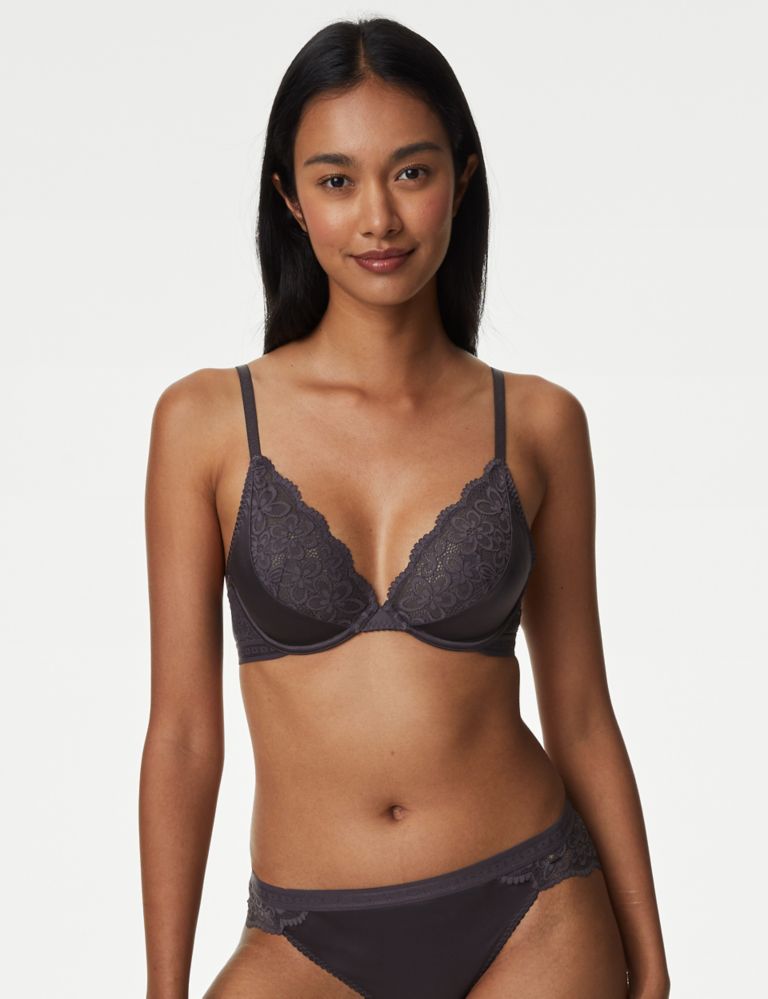 Ines Satin Wired Push-Up Bra A-E, B by Boutique