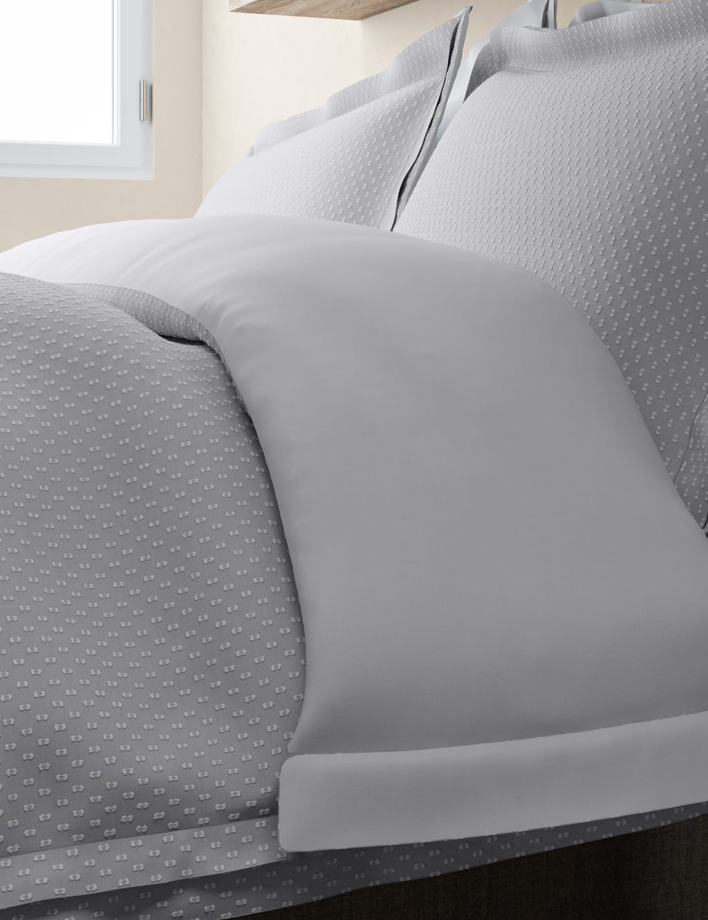 Iris Pure Cotton Spotty Dobby Bedding Set M&S Collection M&S