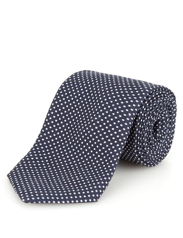 Italian Fabric Pure Silk Printed Spotted Tie Image 1 of 1