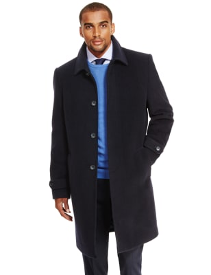 Luxury Italian Wool Overcoat with Cashmere, M&S Collection Luxury