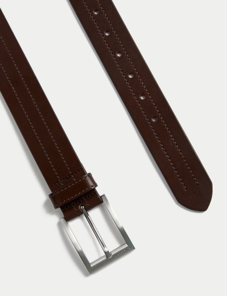Italian Leather Rectangular Buckle Belt 2 of 2