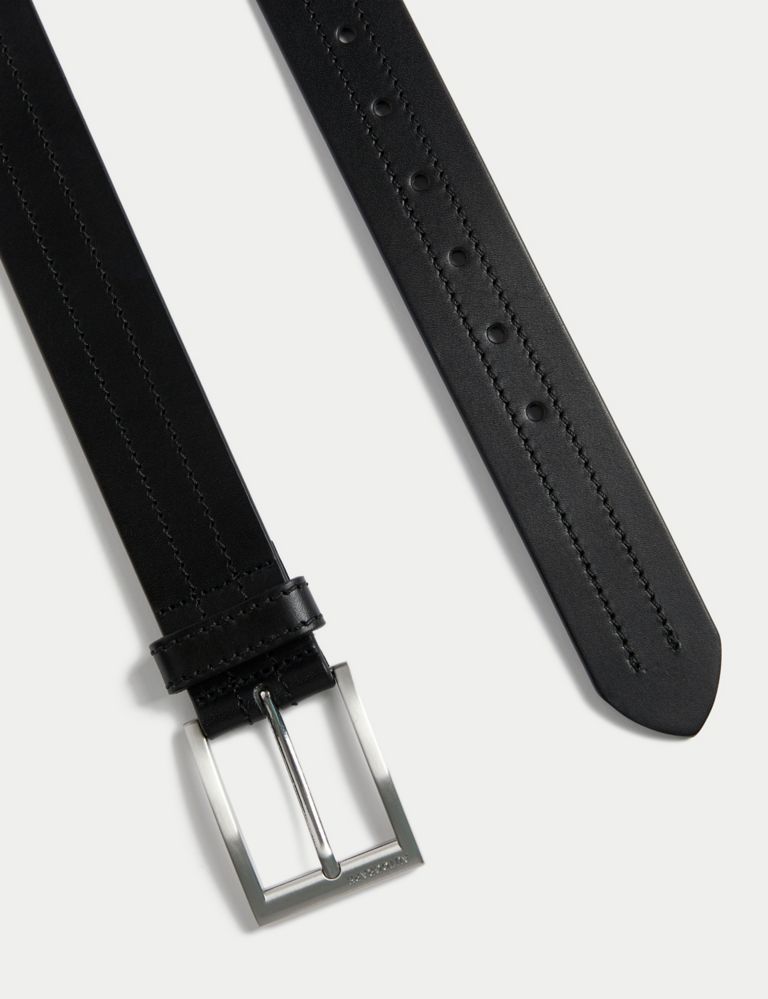 Italian Leather Rectangular Buckle Belt | Autograph | M&S