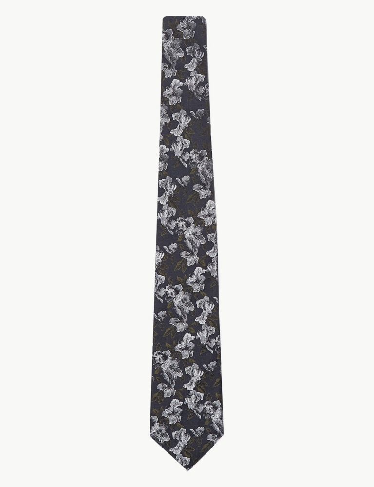 Italian Pure Silk Floral Woven Tie 1 of 3