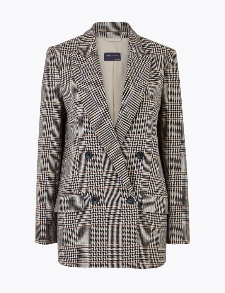 Italian Wool Checked Double Breasted Blazer 3 of 6