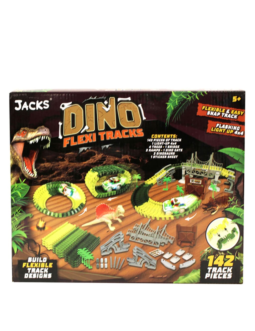 Jacks Dino Flexi Tracks with Light Up 4 x 4 Truck 142 Piece Track