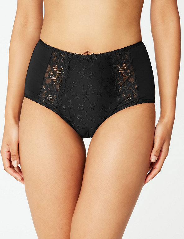 SIZE 22 BLACK MIX TWO TONE LACE AUTOGRAPH KNICKERS MARKS & SPENCER 