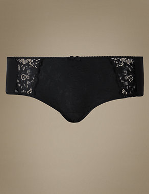 Jacquard & Lace Low Rise Short Knickers Image 2 of 3