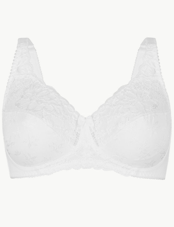 Marks & Spencer all over lace non padded full cup bra almond 32D 