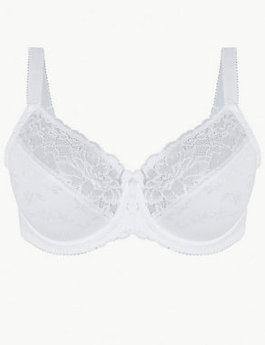 Jacquard & Lace Non-Padded Full Cup Bra DD-H | M&S Collection | M&S