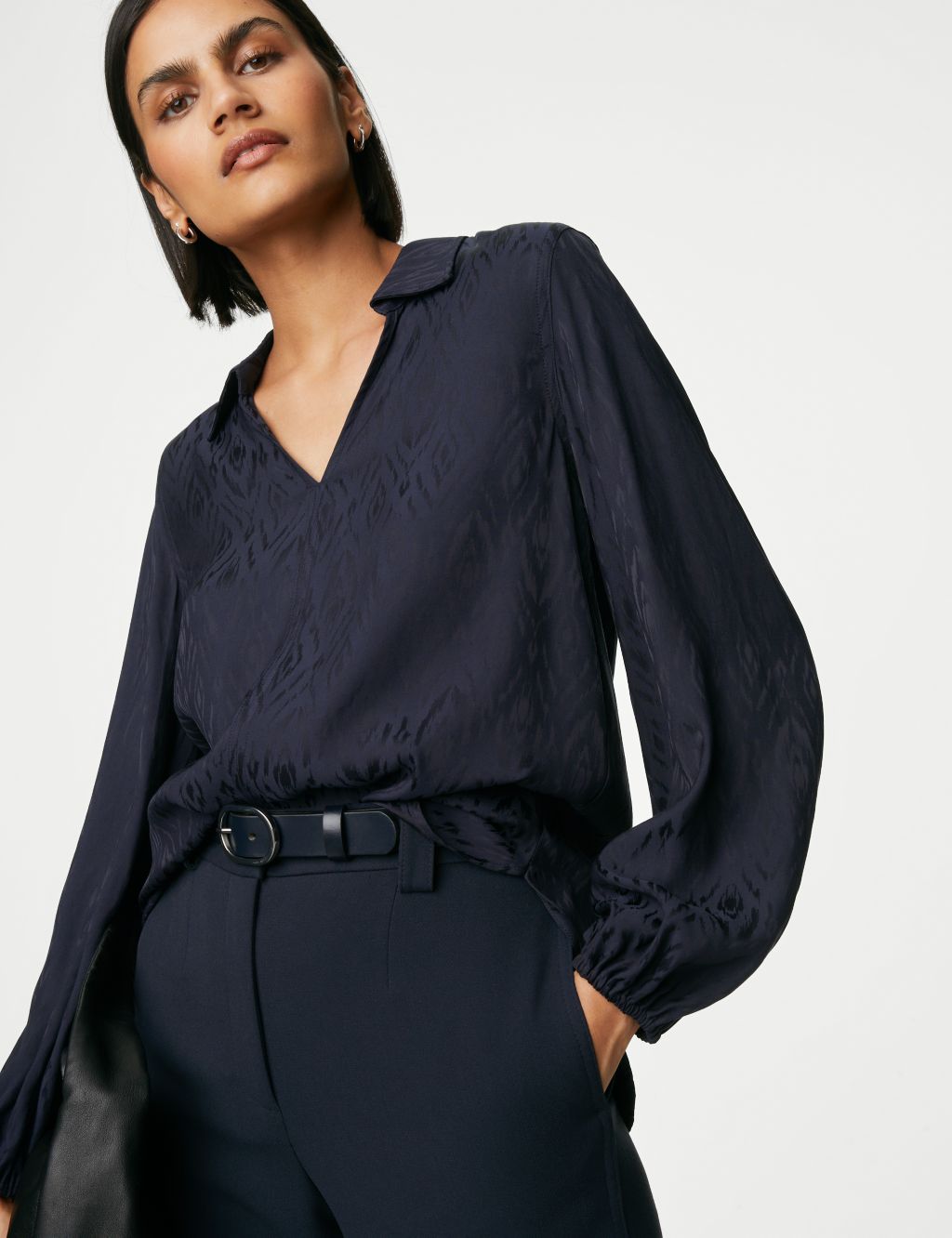 Jacquard Collared Relaxed Shirt | M&S Collection | M&S