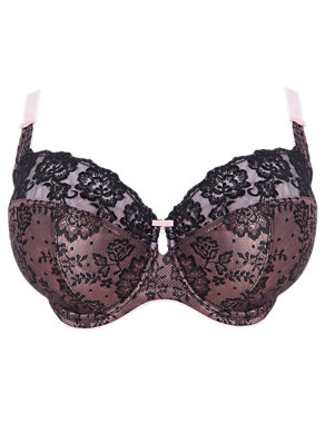 Jacquard Floral Lace Non-Padded Balcony DD-GG Bra Image 2 of 4