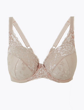 Jacquard Lace Padded Full Cup Bra A-E Image 2 of 4