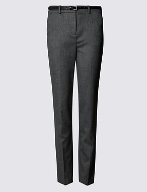 Jacquard Modern Slim Leg Trousers with Belt Image 2 of 3