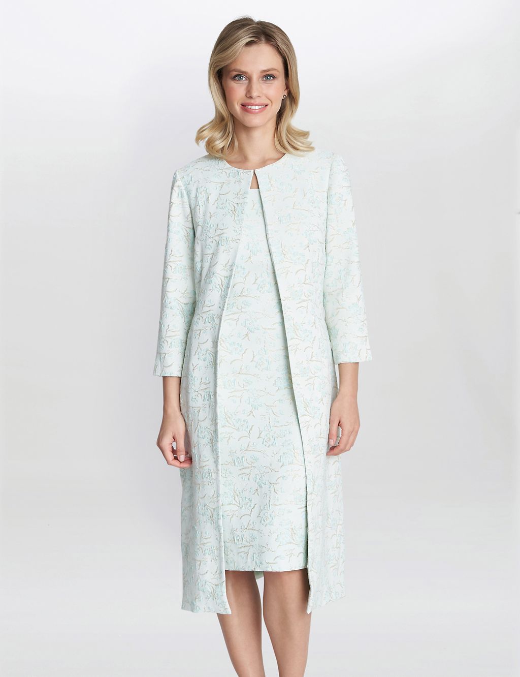 Jacquard Round Neck Shift Dress with Coat | Gina Bacconi | M&S