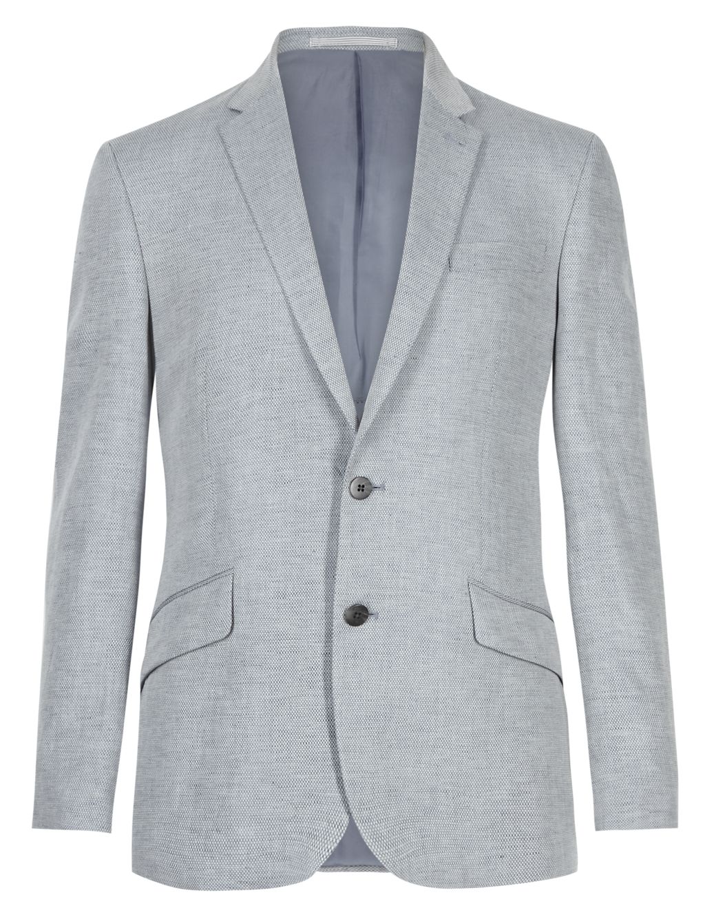 Jacquard Tailored Fit 2 Button Textured Jacket with Linen 1 of 4