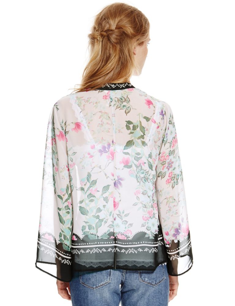 Japanese Floral Cover-Up Kimono Top 4 of 4