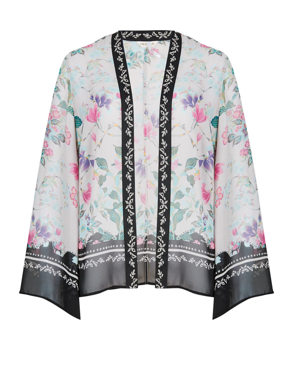 Japanese Floral Cover-Up Kimono Top 1 of 4