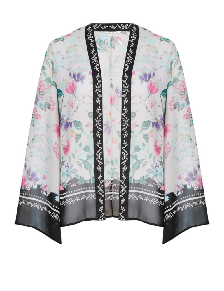 Japanese Floral Cover-Up Kimono Top 3 of 4