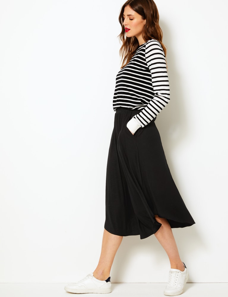 Women's Midi Skirt Flared Stretch Skirt for Women Reg & Plus Size. Casual A  line, Basic Everyday Wear, Formal Office