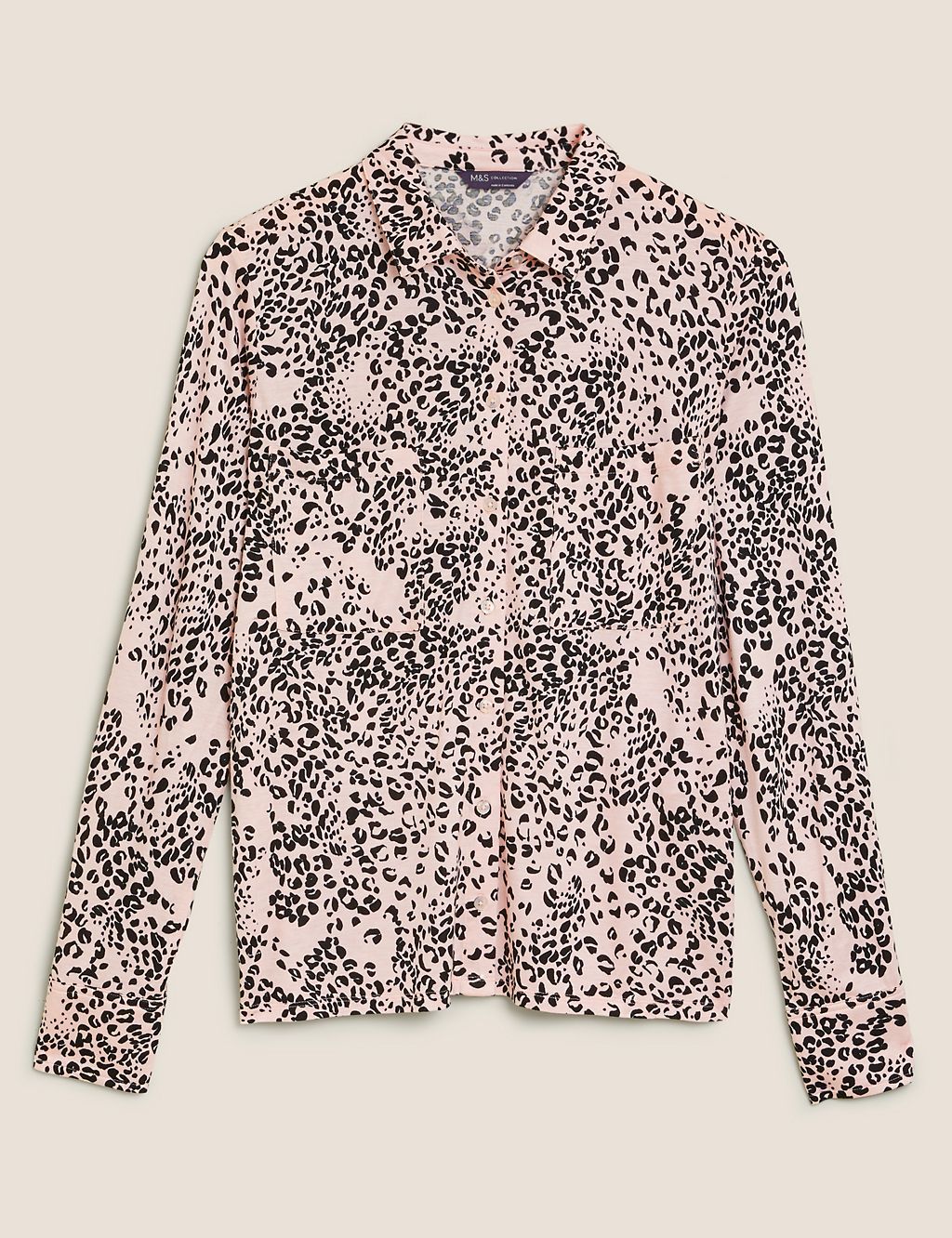 Jersey Animal Print Collared Top 1 of 6