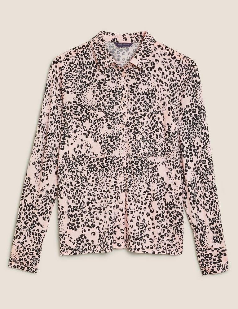 Jersey Animal Print Collared Top 2 of 6