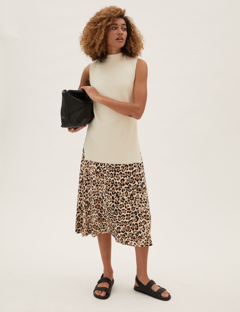 Jersey Animal Print Midi Skater Skirt 2 of 6