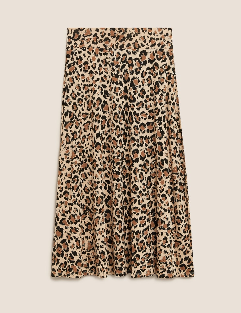 Jersey Animal Print Midi Skater Skirt 2 of 6