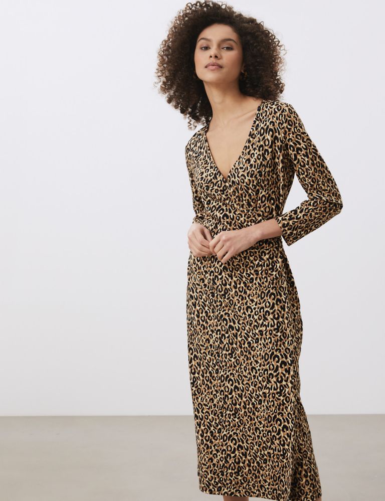 Jersey Animal Print Midi Wrap Dress | JAEGER | M&S