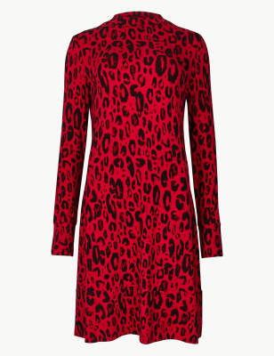 M&s red animal sales print dress