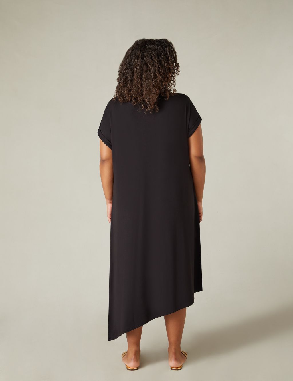 Jersey Asymmetric Midi Smock Dress 4 of 4