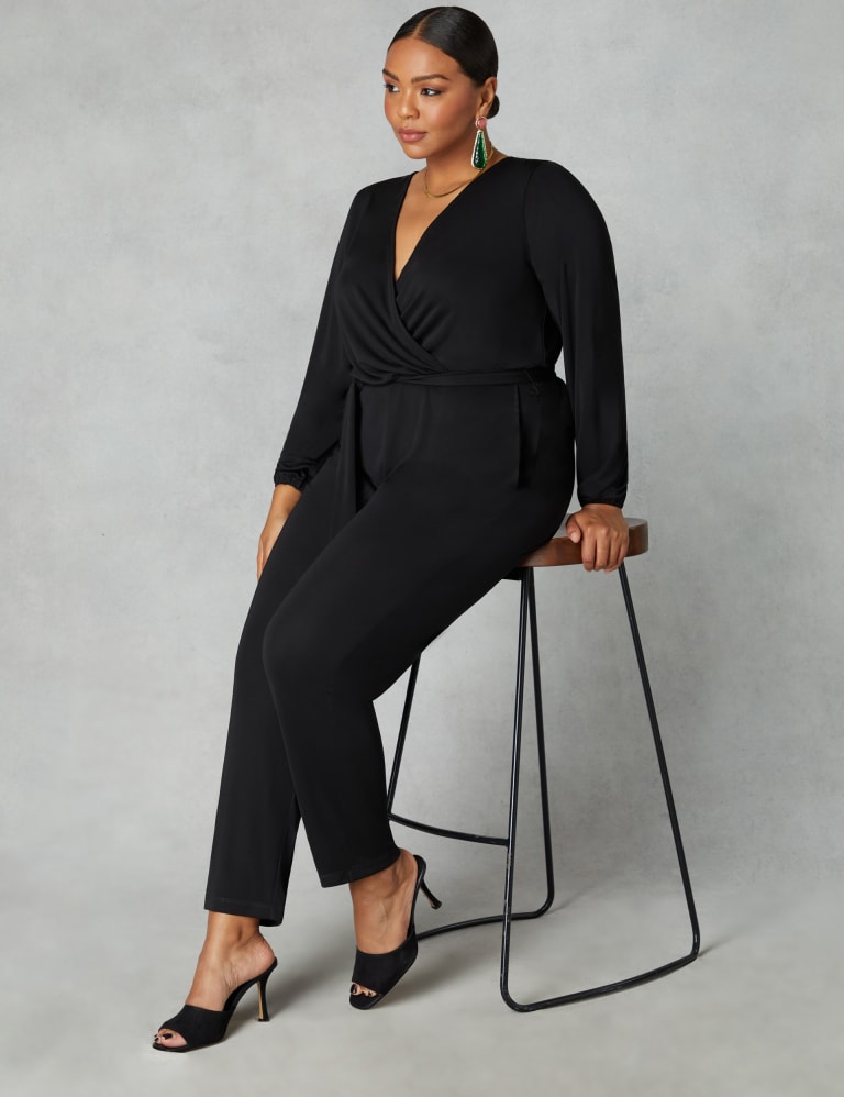 Plus size wrap jumpsuit sales
