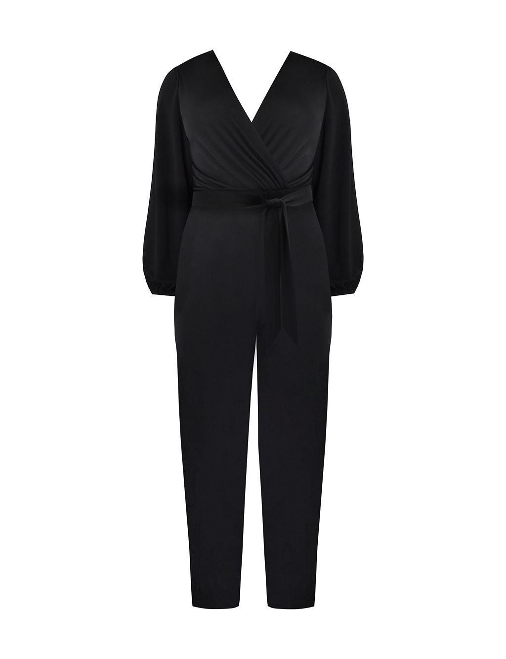 Jersey Belted Long Sleeve Wrap Jumpsuit | Live Unlimited London | M&S