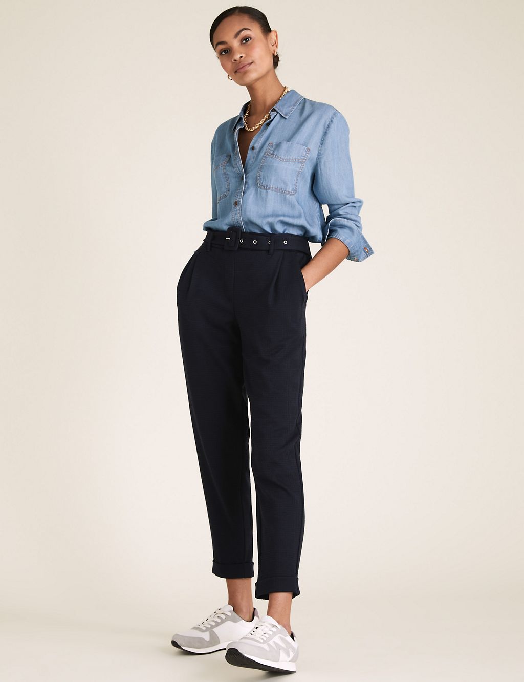 Jersey Belted Tapered Trousers 3 of 6