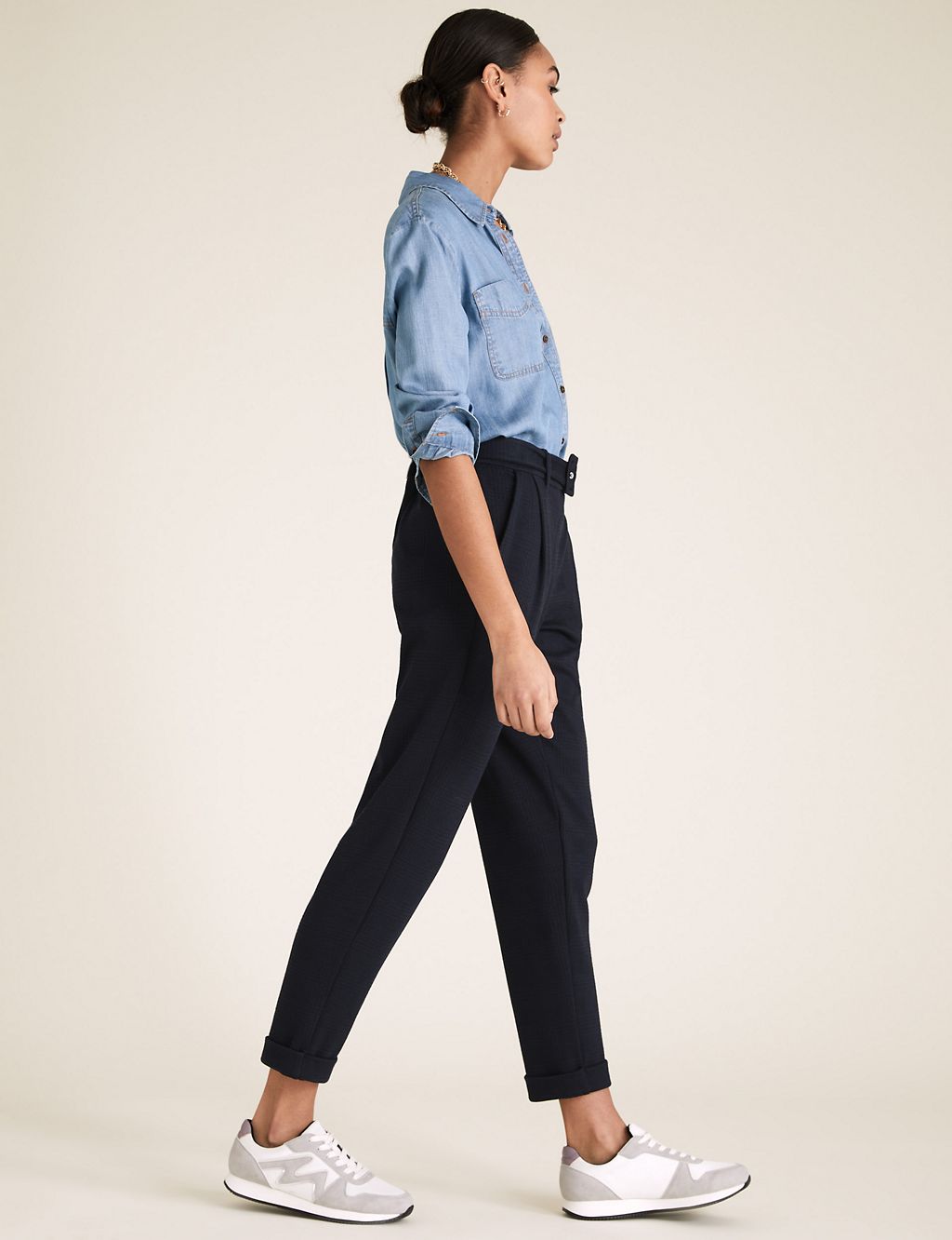 Jersey Belted Tapered Trousers 2 of 6