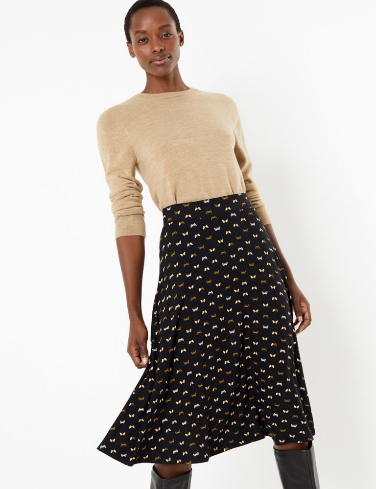 Jersey Butterfly Print Circle Midi Skirt | M&S Collection | M&S