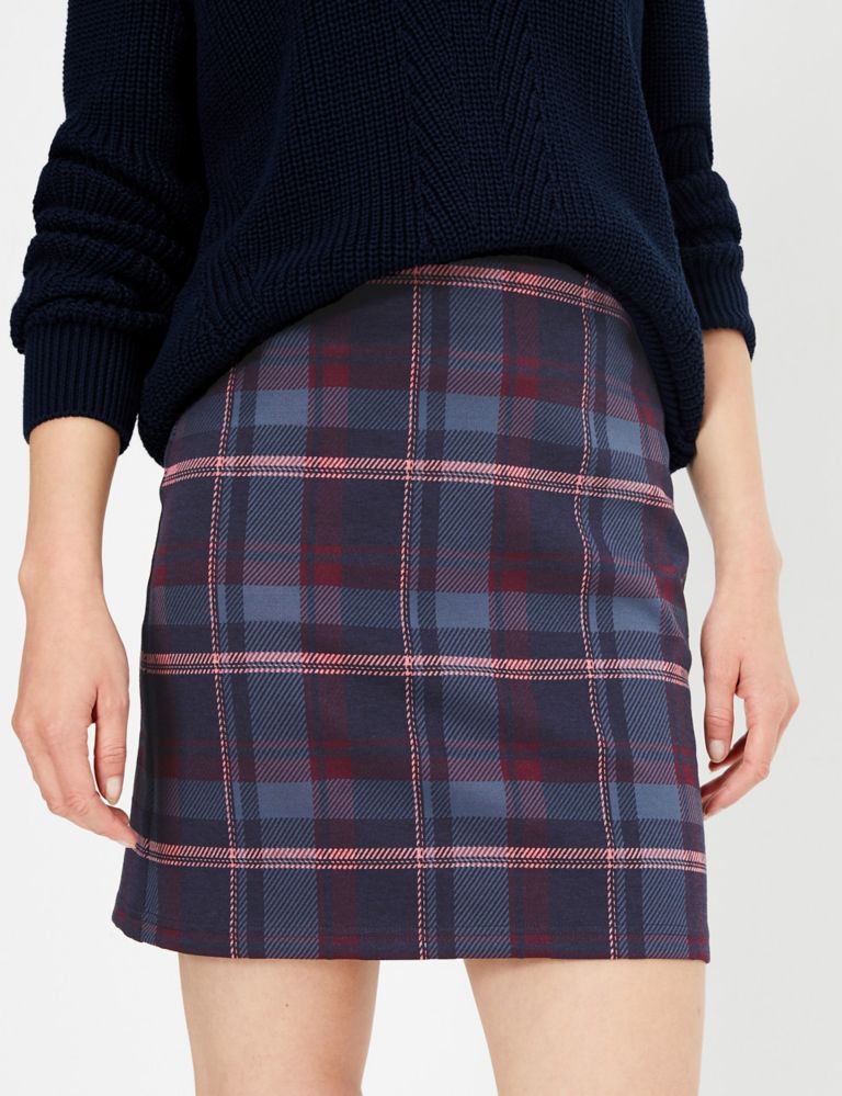 Jersey Checked Pencil Mini Skirt 3 of 4