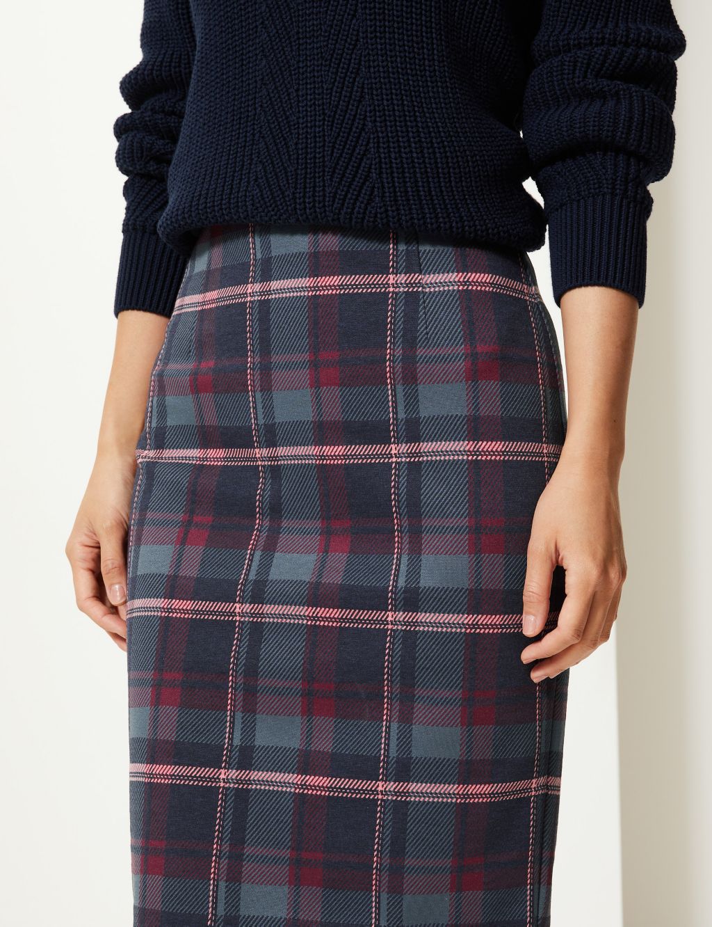 Jersey Checked Pencil Skirt 4 of 4
