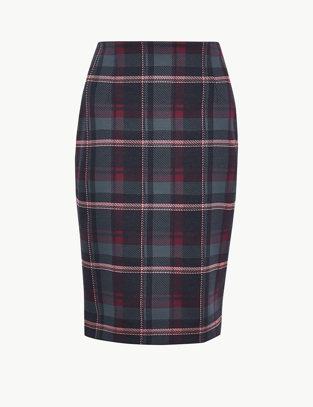 Jersey Checked Pencil Skirt 1 of 4