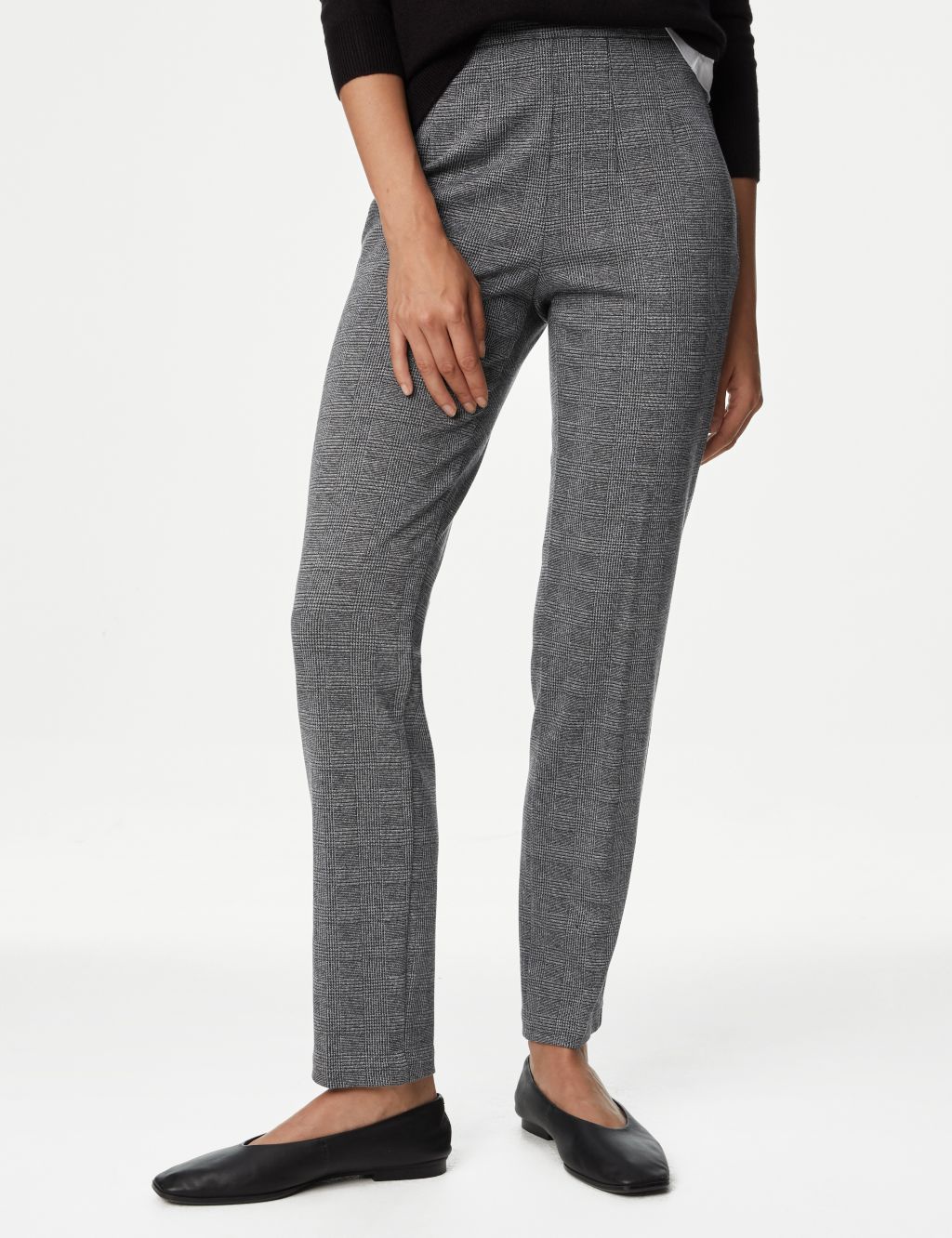 Jersey Checked Slim Fit Trousers | M&S Collection | M&S