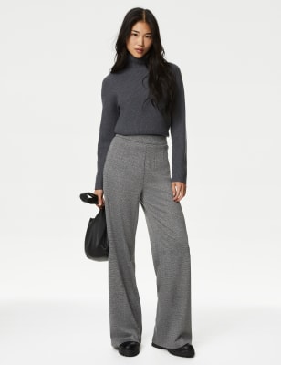 m&s wide leg pull on trousers