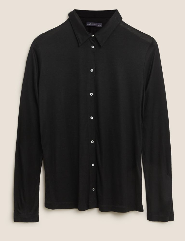 Jersey Collared Regular Fit Long Sleeve Shirts 2 of 4