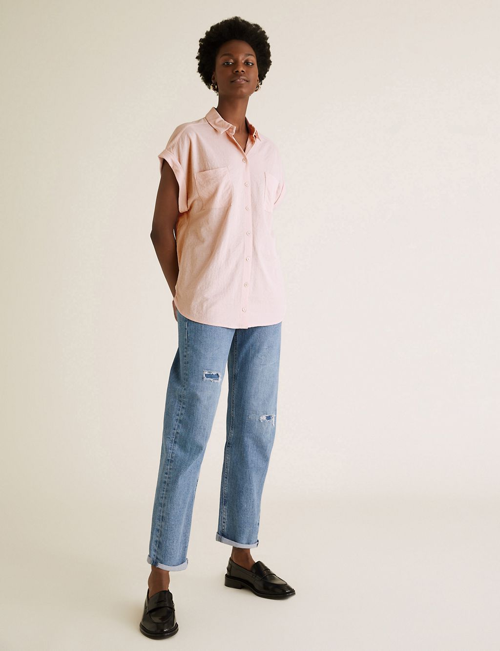 Jersey Collared Relaxed Short Sleeve Shirt 3 of 5