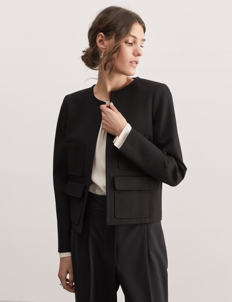 Jaeger collarless on sale coat