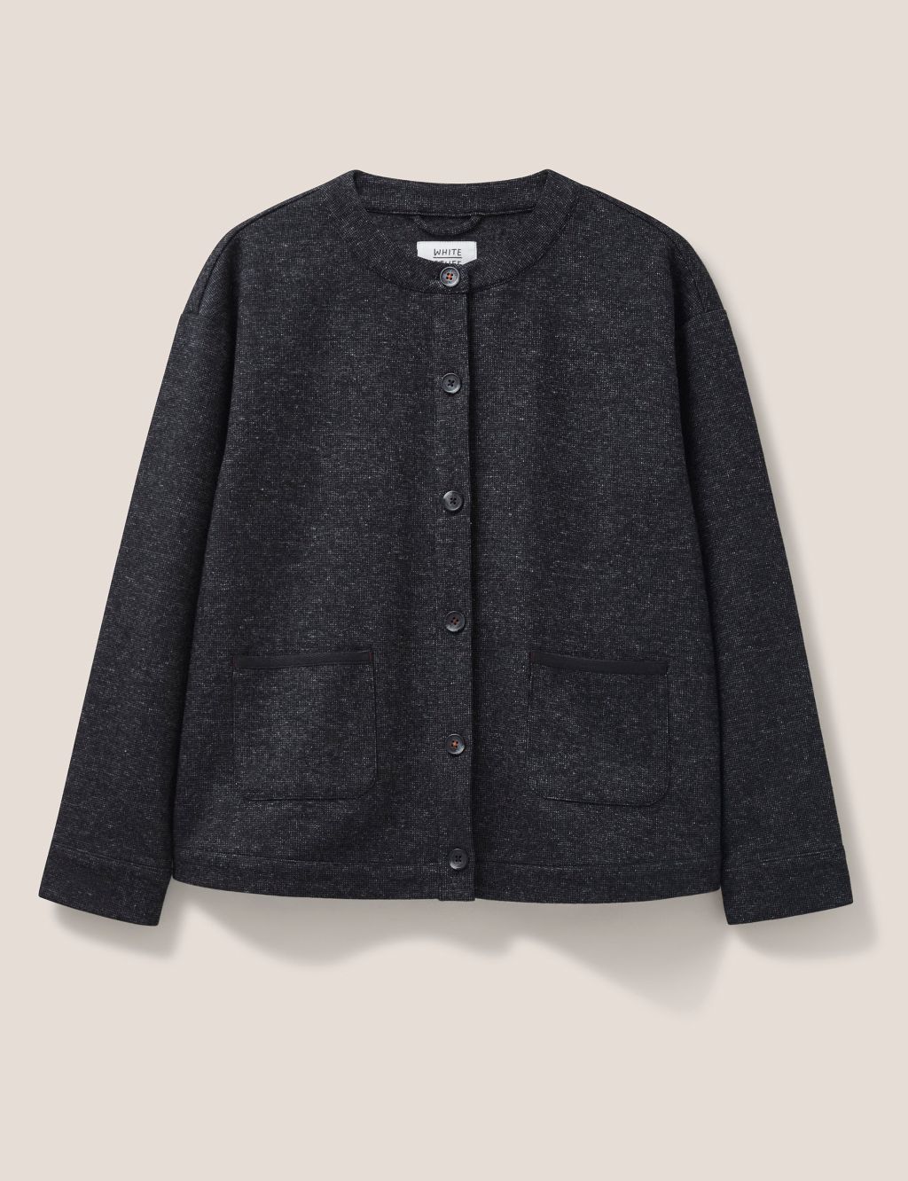 Jersey Collarless Short Jacket with Wool | White Stuff | M&S
