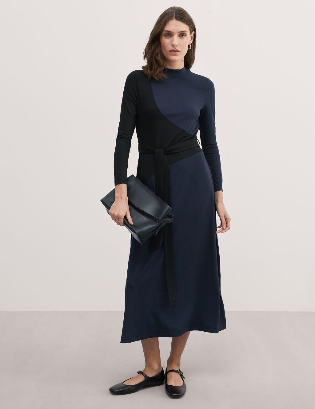 Jersey Colour Block Tie Waist Midi Dress | JAEGER | M&S