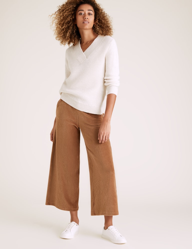 Corduroy wide leg cropped pants outlet
