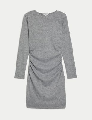 Leith long best sale sleeve ruched dress